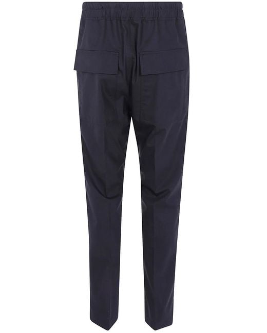 Rick Owens Blue "Drawstring" Slim Long Trousers for men