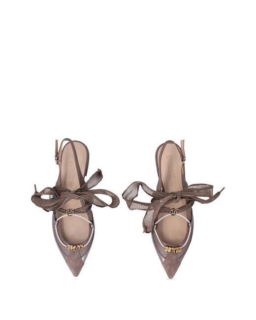 Pinko Multicolor Leather Sandal And Mesh Details