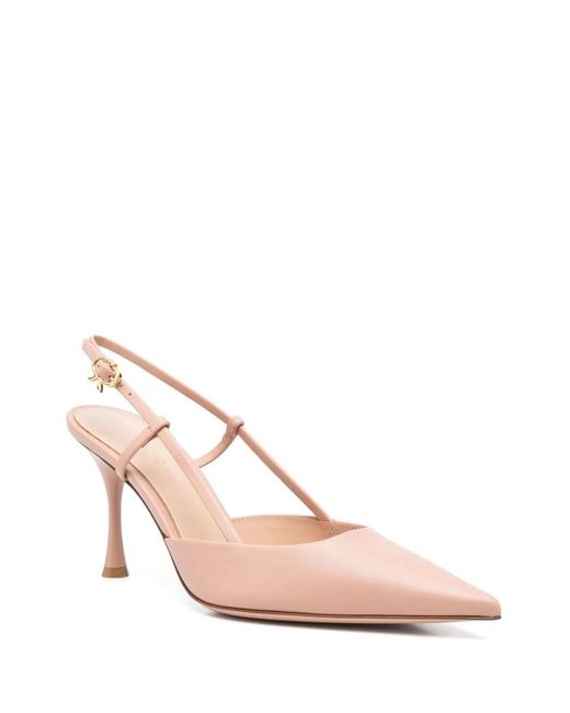Gianvito Rossi Pink Nude Neutrals Leather Decolletes Slingback