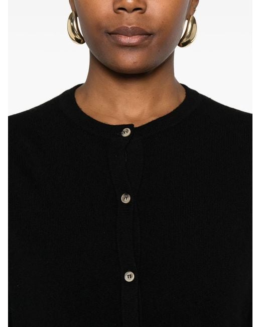 Soft Goat Black Buttoned Crew Neck Sweater