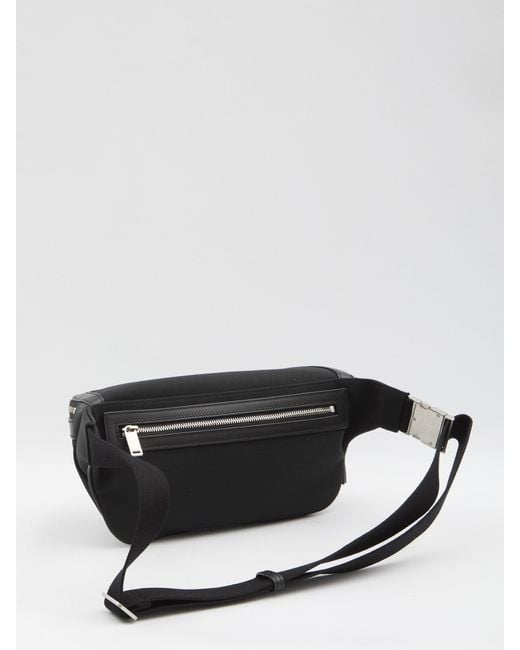 Saint Laurent Black Leather-Trimmed Zip Belt Bag for men