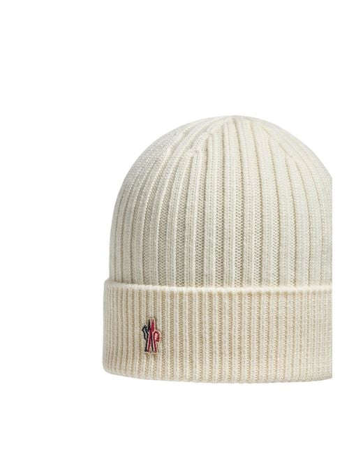 Moncler White Wool Beanie for men