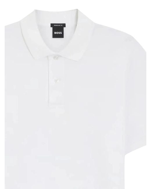 Boss White Cotton Polo Shirt for men