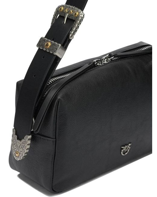 Pinko Black Leather Shoulder Bag