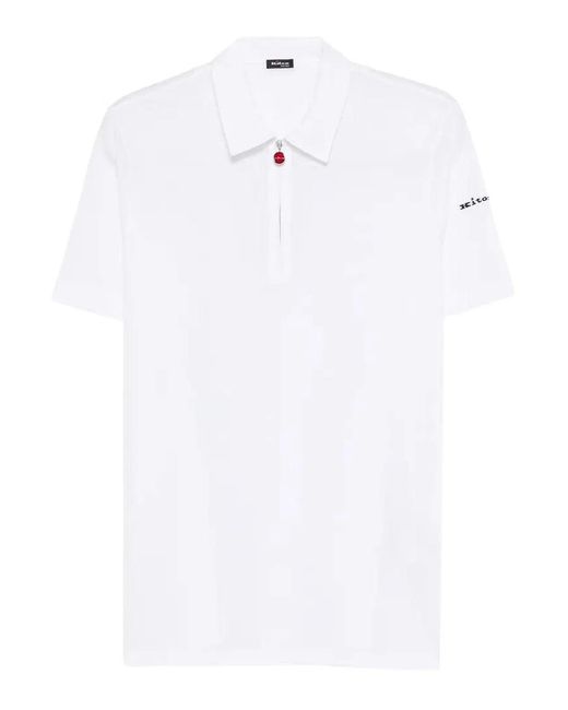 Kiton White Cotton Polo for men