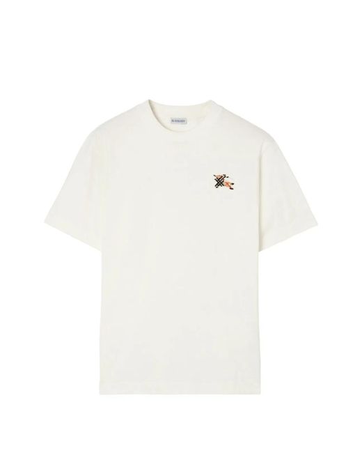 Burberry White Cotton T-Shirt for men