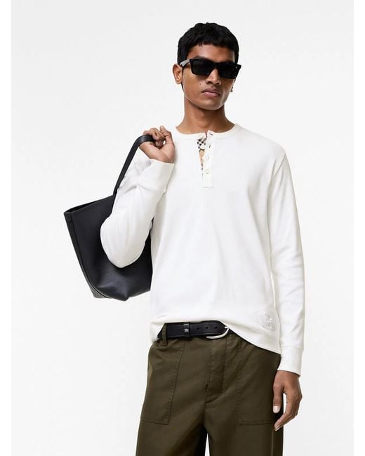 Burberry White Long-Sleeved Cotton Top for men