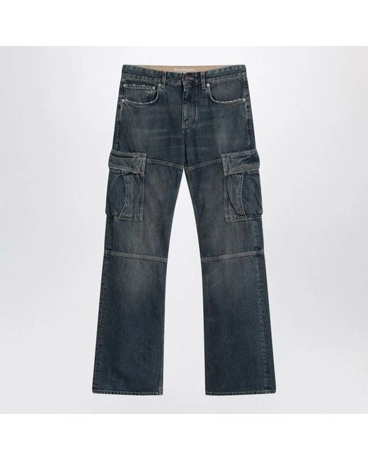Balenciaga Blue Cargo Regular Jeans With A Faded Effect