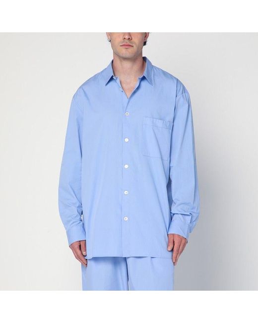 Tekla Blue Cornflower Pyjama Shirt for men