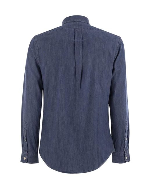 Polo Ralph Lauren Blue Slim Fit Denim Sport Shirt for men