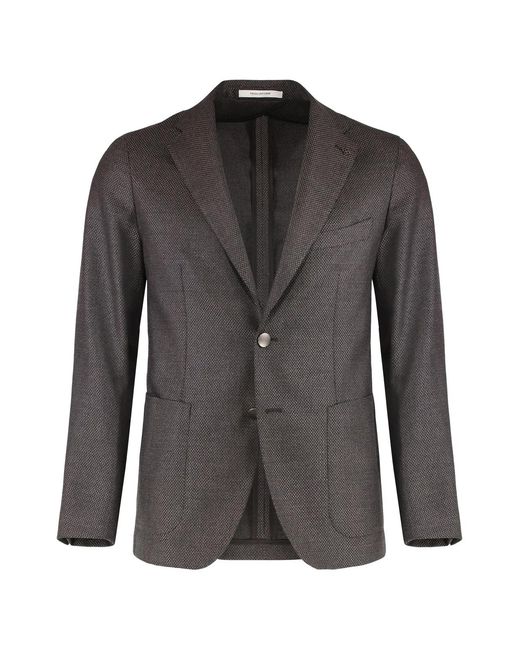 Tagliatore Black Single-Breasted Wool Jacket for men