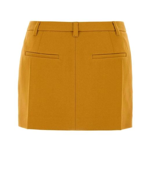 Miu Miu Yellow Pastel Stretch Viscose Blend Mini Skirt