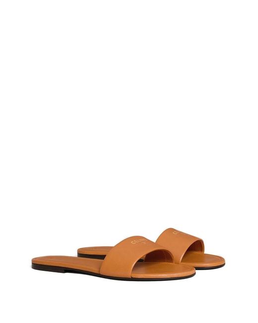 Céline White Coast Logo Slide Sandals