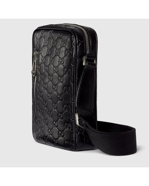 Gucci Black Gg Emblem Shoulder Bag Small Size for men