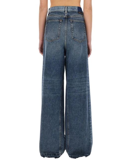 Stella McCartney Blue Wide-Leg Jeans With Contrasting Panels
