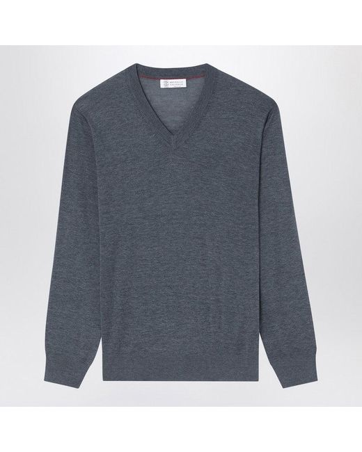 Brunello Cucinelli Blue Dark Sweater for men