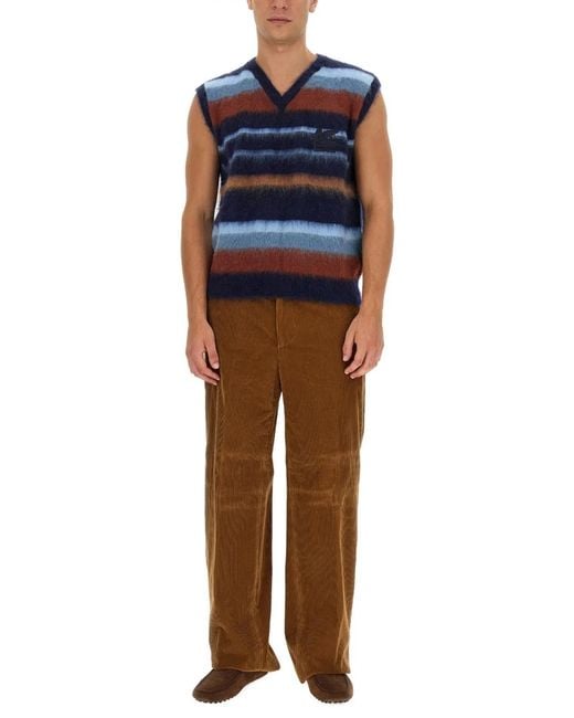 Etro Blue Vest With Stripe Pattern for men