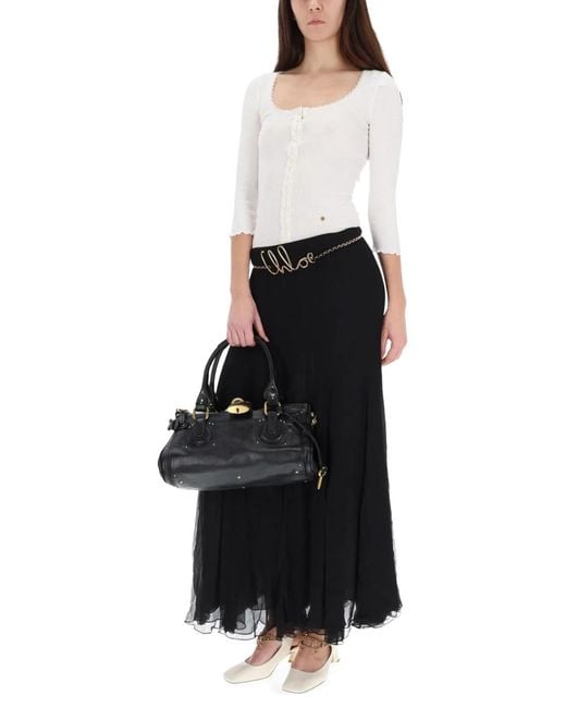 Chloé Black Silk Muslin Maxi Skirt