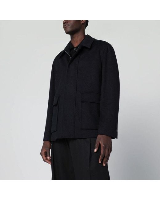 Lardini Black Zip-Up Wool Jacket for men