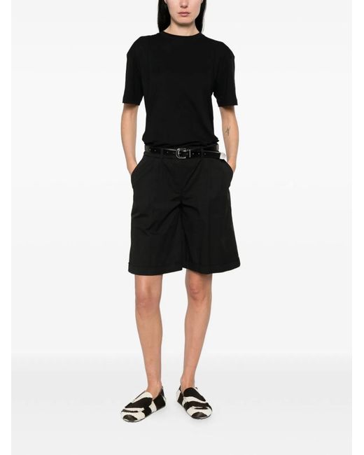 Via Masini 80 Black Cotton Bermuda Shorts