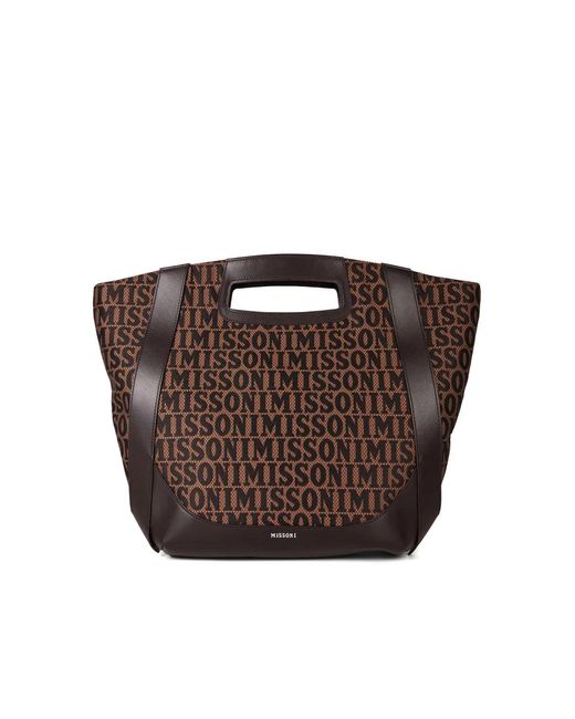 Missoni Brown Logo Tote Shopping Bag