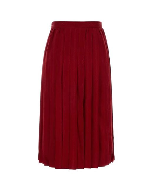 Gucci Red Pleated Silk Twill