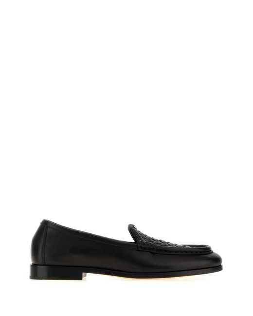 Bottega Veneta Black Leather Silenzio Loafers
