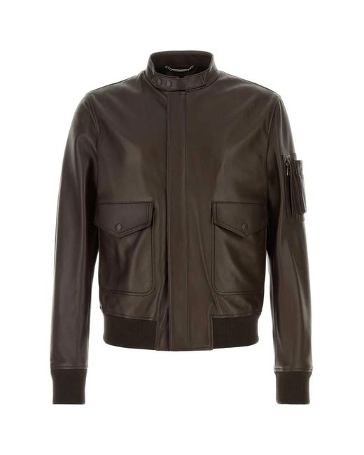 Dolce & Gabbana Brown Mandarin Collar Jacket for men