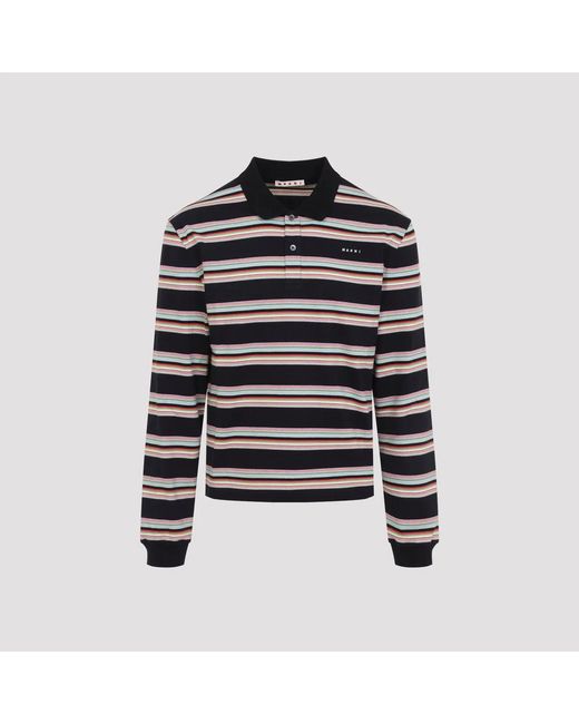 Marni Black Pale Mint Cotton Polo for men