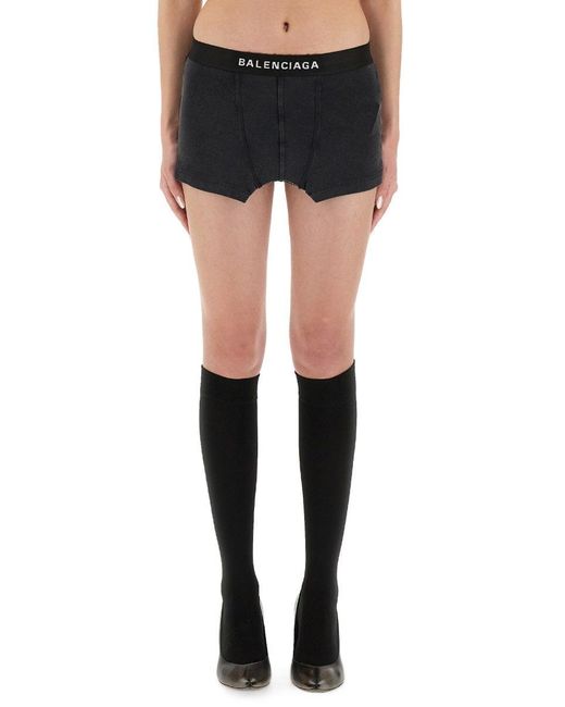 Balenciaga Black "Cut Off" Boxer Style Skirt