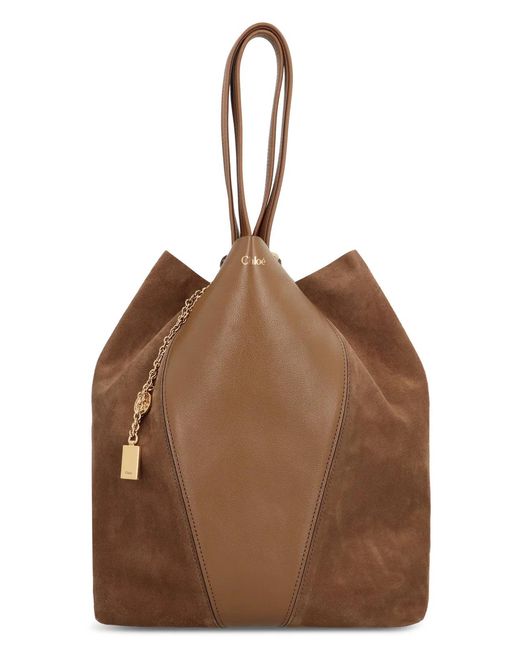 Chloé Brown Leather And Suede Chlo㨠Spin Shopping Bag