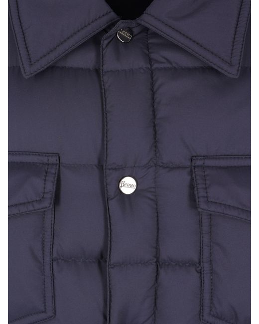Herno Blue Quilted Padded Jacket for men