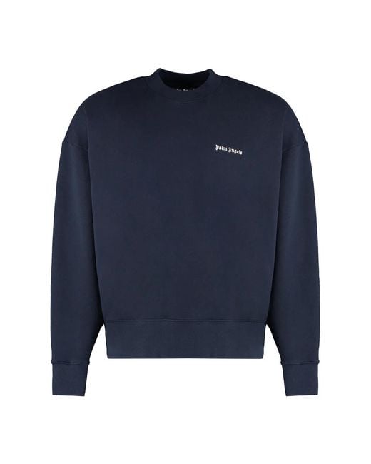 Palm Angels Blue Cotton Crew-Neck Sweatshirt for men