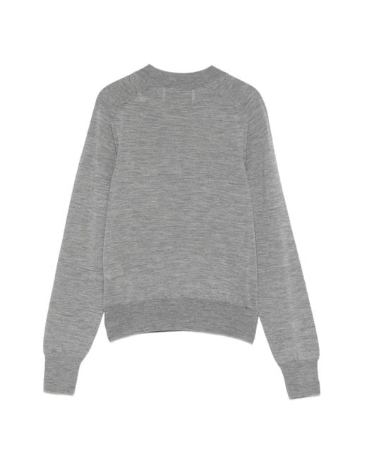 AMI Gray Ami De Coeur Wool Sweater