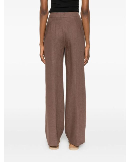 Via Masini 80 Brown Linen Trousers