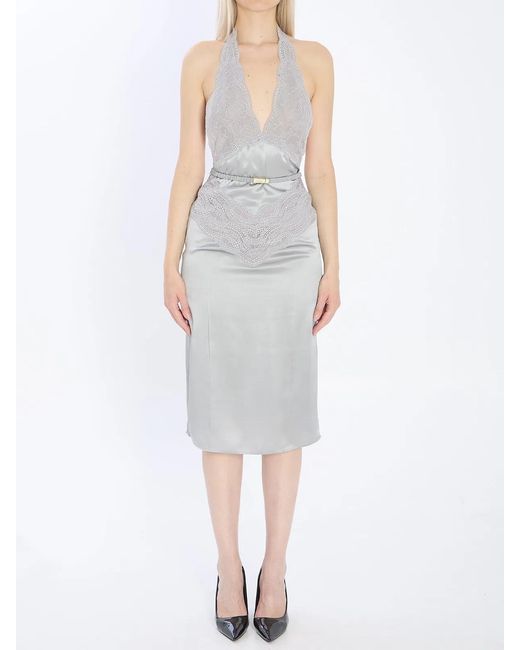 Gucci White Silk Satin Dress