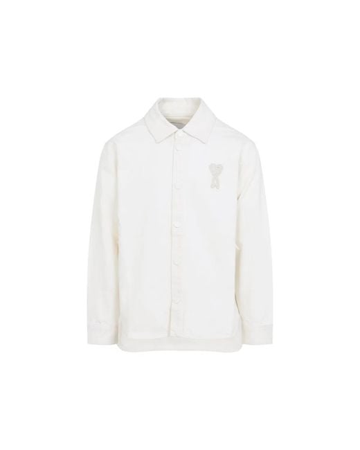 AMI White Overshirt With Knitted for men