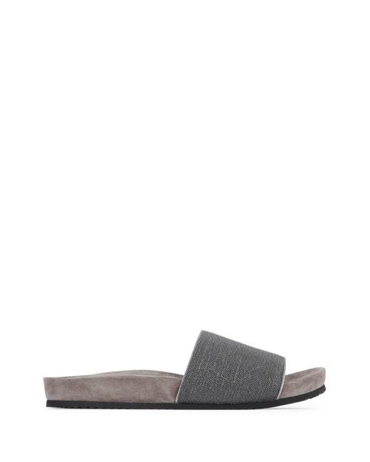 Brunello Cucinelli Gray Pair Of Slippers