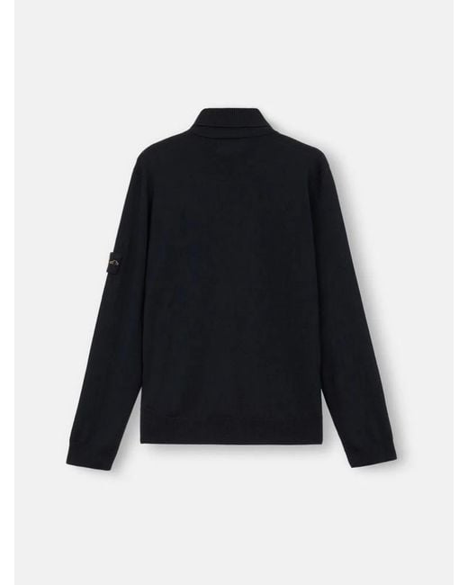 Stone Island Blue Ribbed Wool Turtleneck Sweater for men