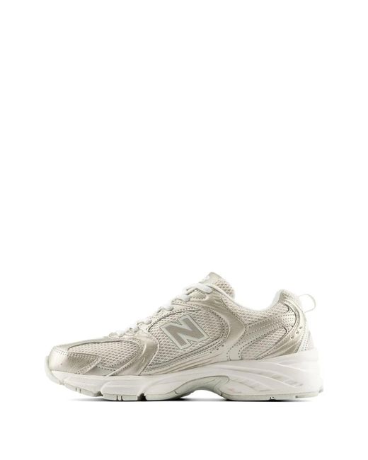 New Balance White Synthetic Mesh Sneakers