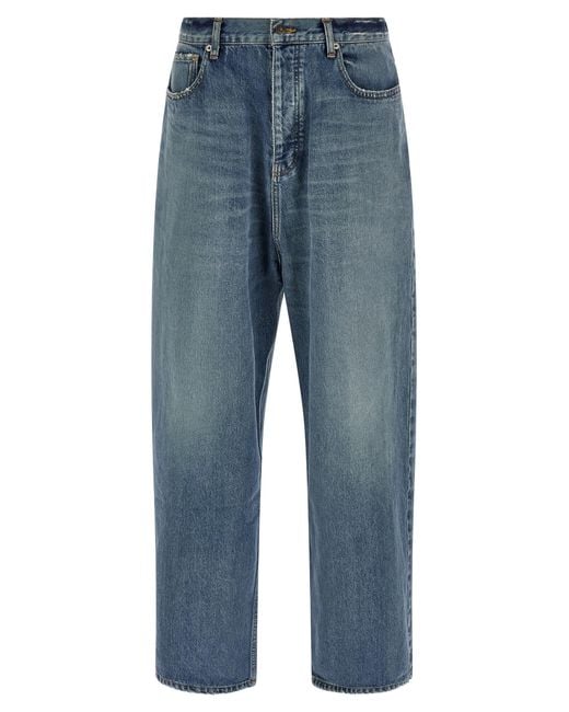 Balenciaga Blue Distressed Baggy Jeans for men