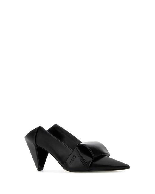 Loewe Black Leather Origami Mules
