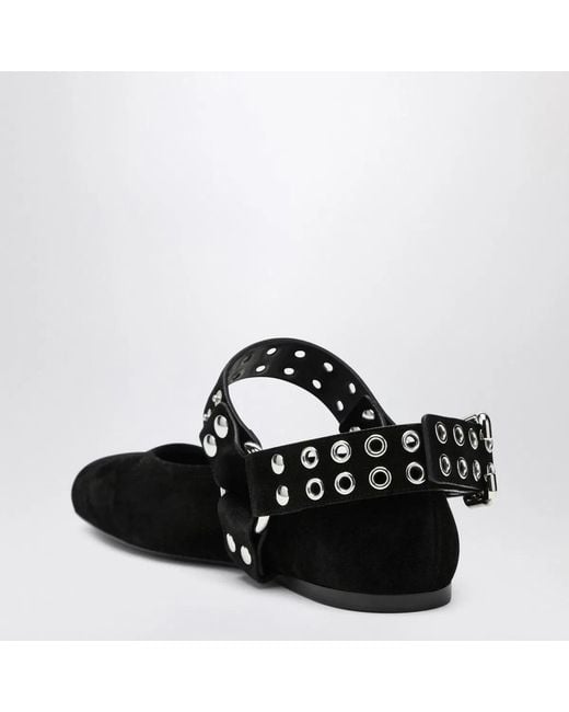Alaïa Black Alaia Suede Flat Ballerina Biker