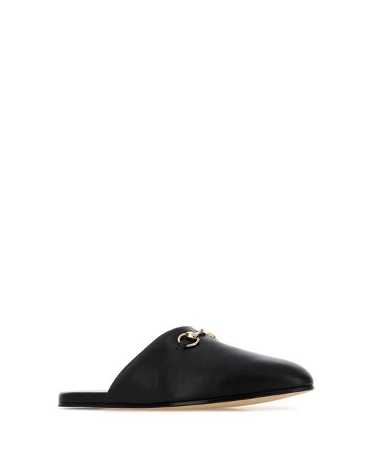 Gucci Black Horsebit Leather Mules for men