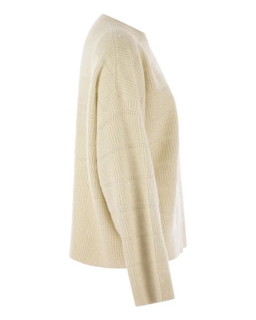 Brunello Cucinelli Natural Cashmere And Wool Crew-Neck Sweater