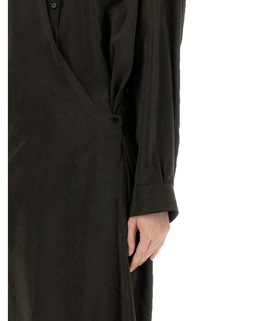 Lemaire Black "Straight Collar Twisted" Dress