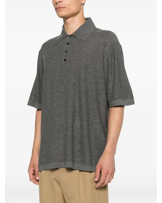 Bottega Veneta Gray Cashmere Polo Shirt for men