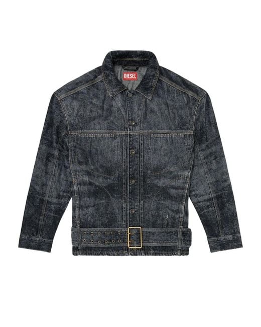 DIESEL Blue Biker-Inspired Denim Jacket for men