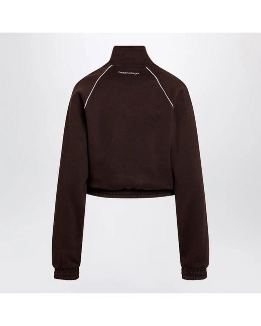 Balenciaga Brown Cropped Hoodie With Zip