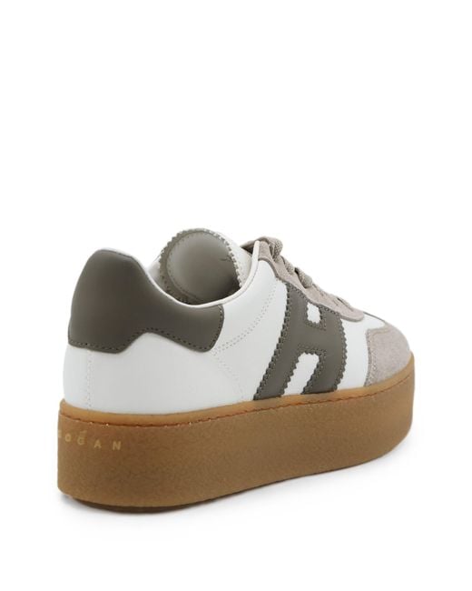 Hogan Brown Logo-Patch Platform Sneakers